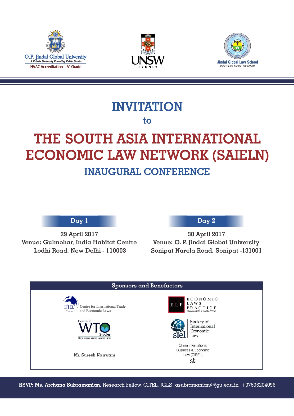 Invitation to SAIELN Inaugural Conference